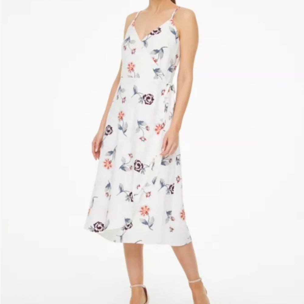 LOFT Outlet white floral wrap dress size Large